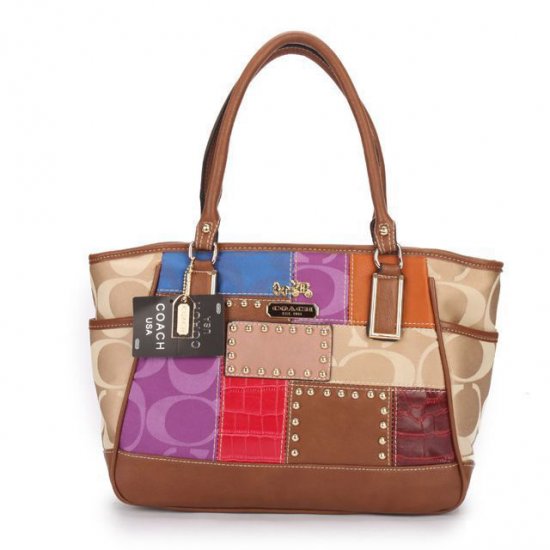 Coach Holiday Matching Stud Large Brown Multi Satchels EBF | Women